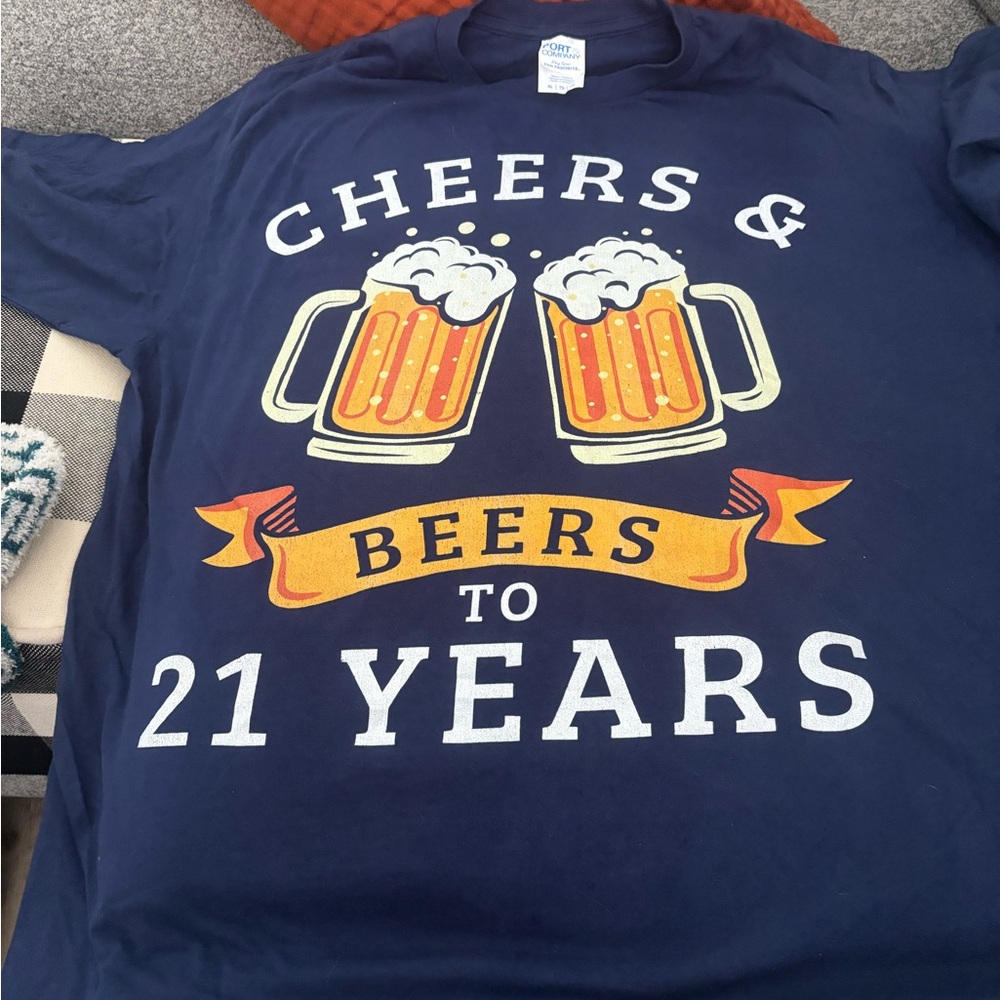 Cheers & Beers 21 Years Navy Blue T-Shirt